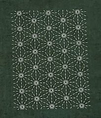 *Sashiko Patch Mending & Coaster Fabric- Kofu Tsumugi - 6 Designs - MC-T4 - Dark Blueish Green