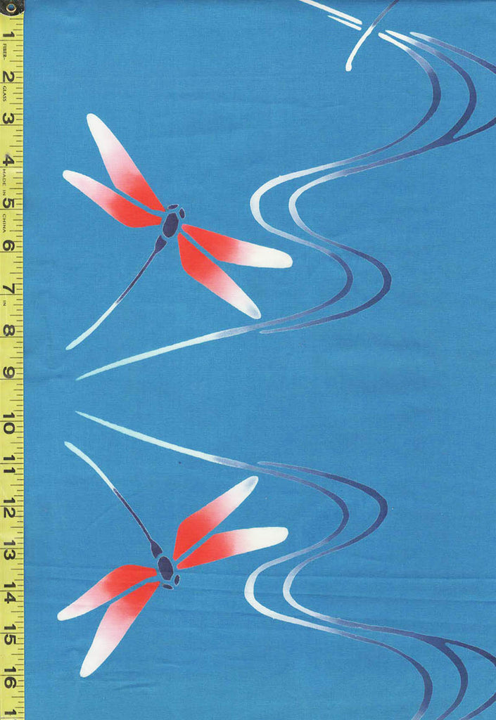 Yukata Fabric - 200 - Dragonflies & Water Swirls - Blue